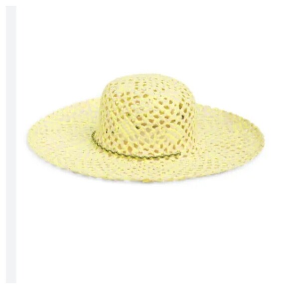 BP Floppy Sun Straw Floppy Hat Brim Almond- Yellow Iris Adjustable Strap NWT - Picture 11 of 12